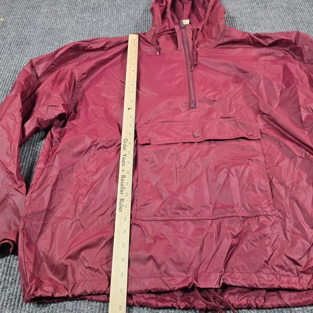 IZOD Jacket Mens XL Red Nylon Hooded Anorak Pullover 1/4 Zip Windbreaker